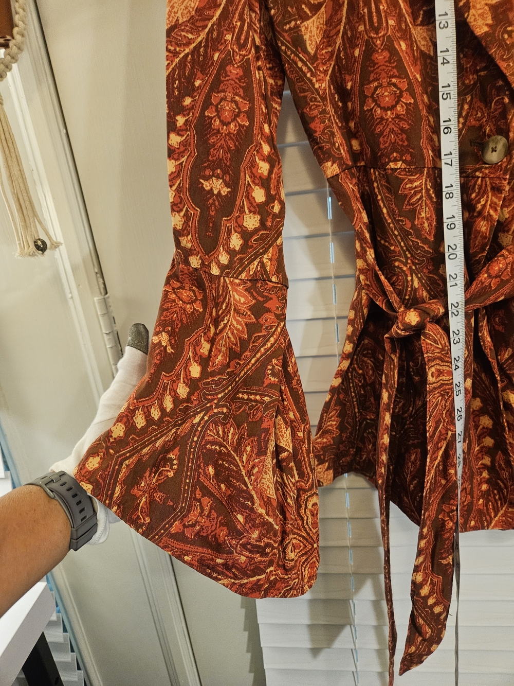 Free People Abigail Blazer Jacket Paisley Boho Rust Size Medium - Picture 6 of 11